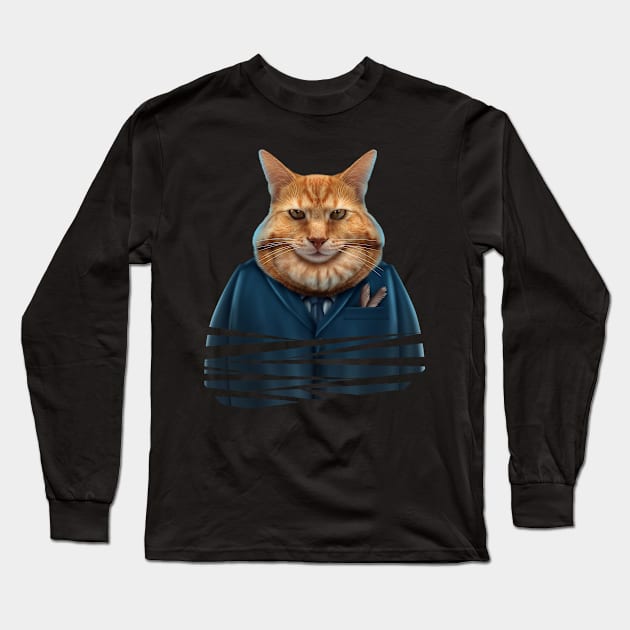 Fat Boss Cat Long Sleeve T-Shirt by lightidea